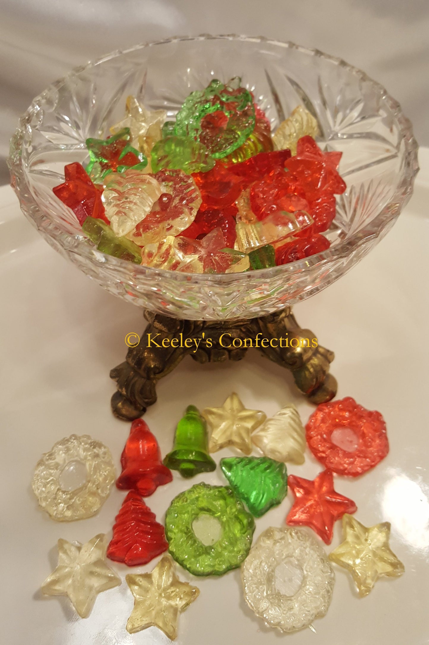 Christmas Holiday Mix Bite Sized Clear Toy Candy Edible Hard Candy Cupcake Topper, Cake Decor, Party Favor