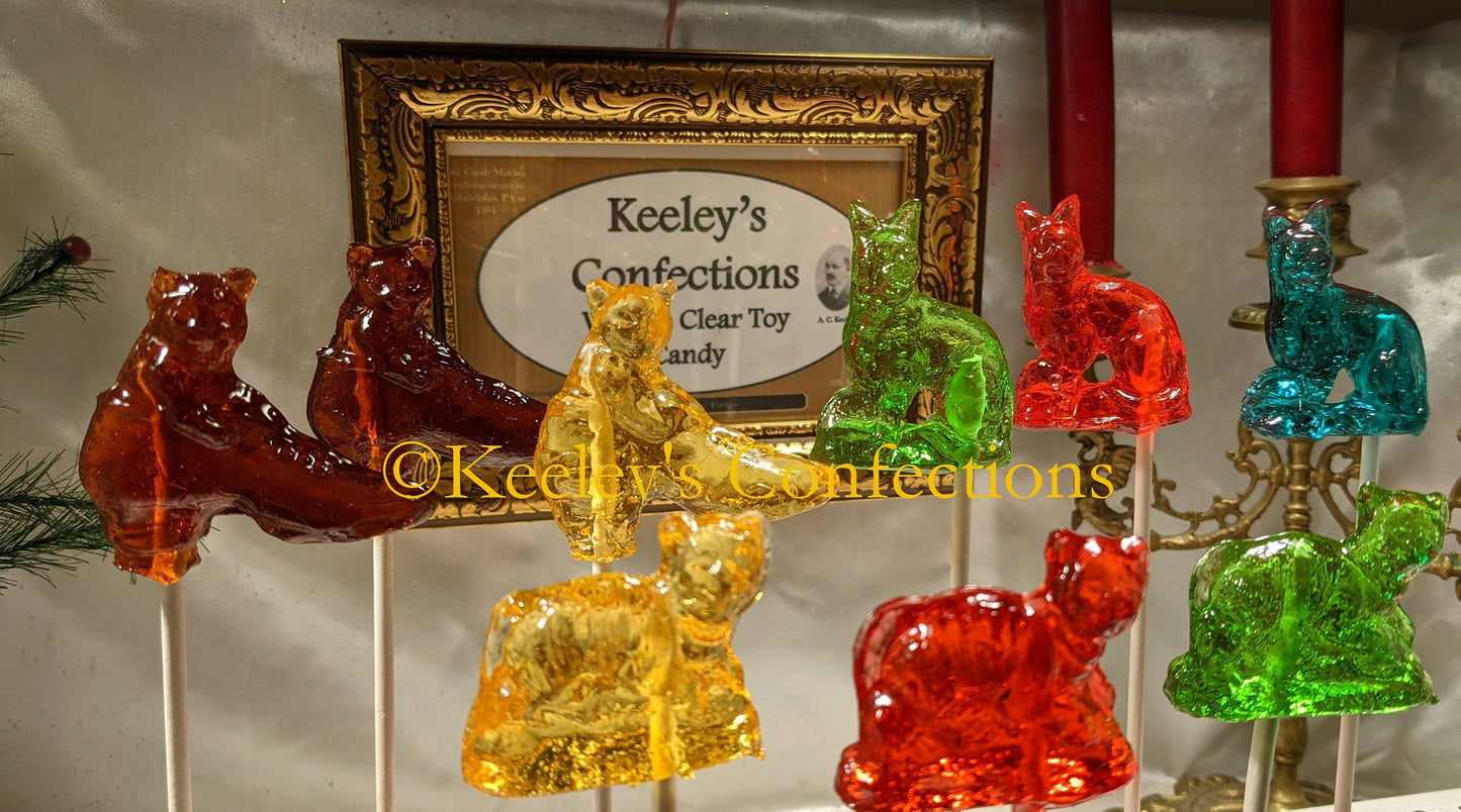 Vintage Clear Toy Candy, Barley Lollipops - 9 Count Vintage 3 Dimensional Vintage Cat 9 Lives Collection