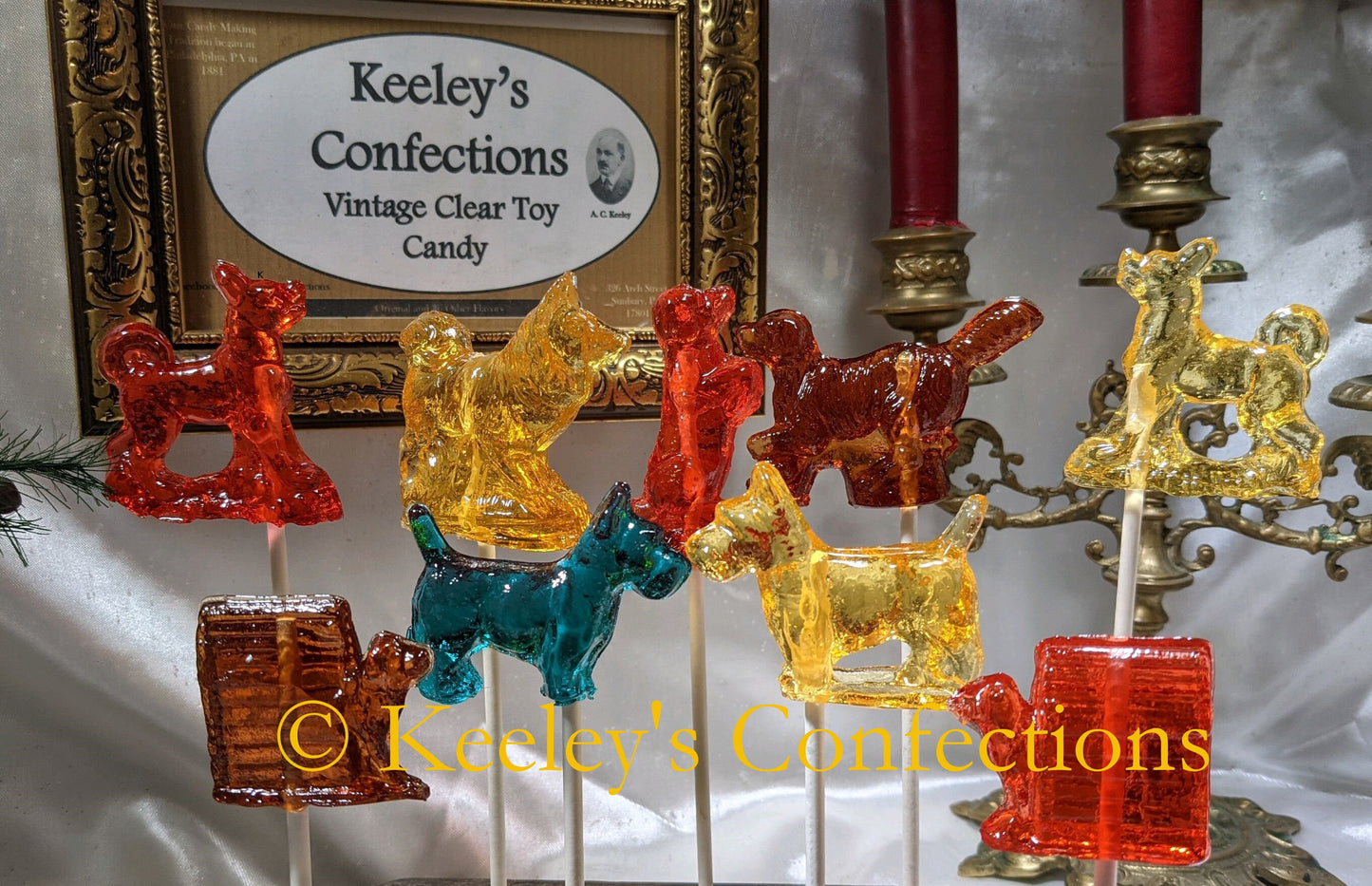 Vintage Clear Toy Candy, Barley Lollipops - 9 Count Vintage 3 Dimensional Vintage Double Dog Dare Collection