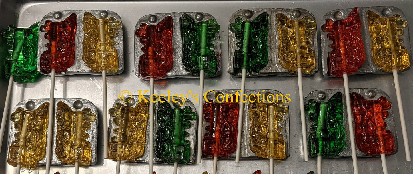 Christmas Clear Toy Train Engine , Barley Lollipops Vintage 3 Dimensional Locomotive Train Engine Candy - 6 Count
