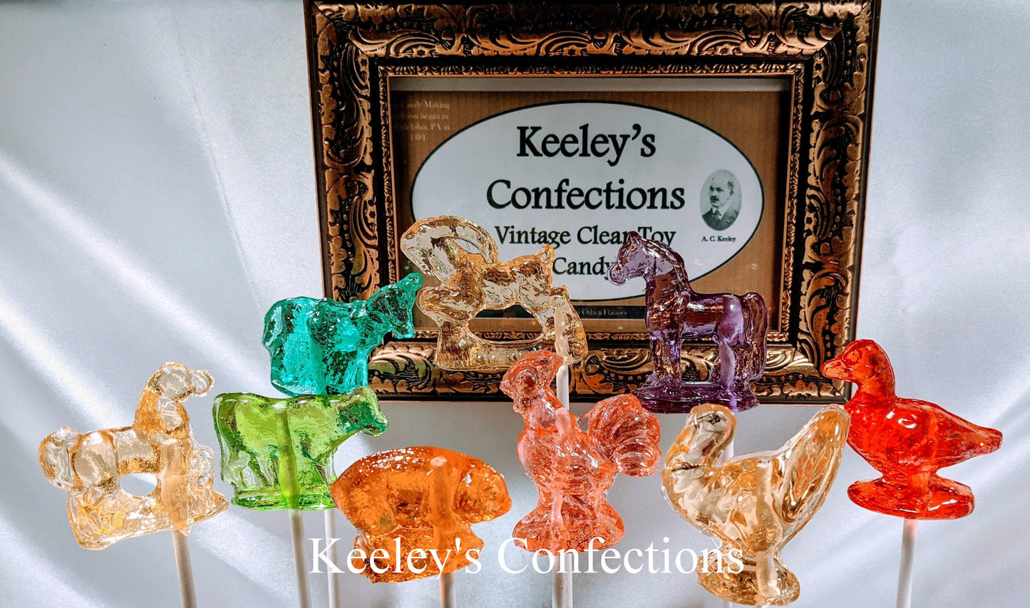 Vintage Sunnybrook Farm Clear Toy Candy, Barley Lollipops 3 Dimensional - 9 Count