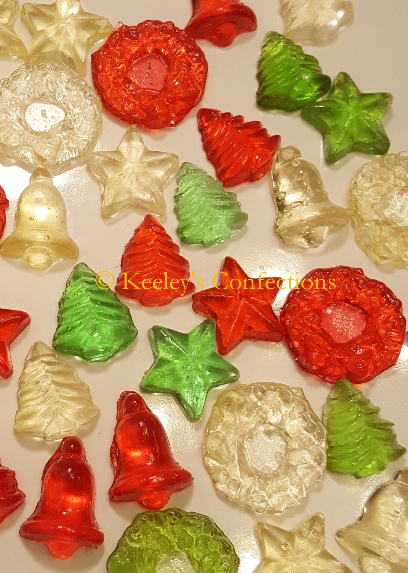 Christmas Holiday Mix Bite Sized Clear Toy Candy Edible Hard Candy Cupcake Topper, Cake Decor, Party Favor