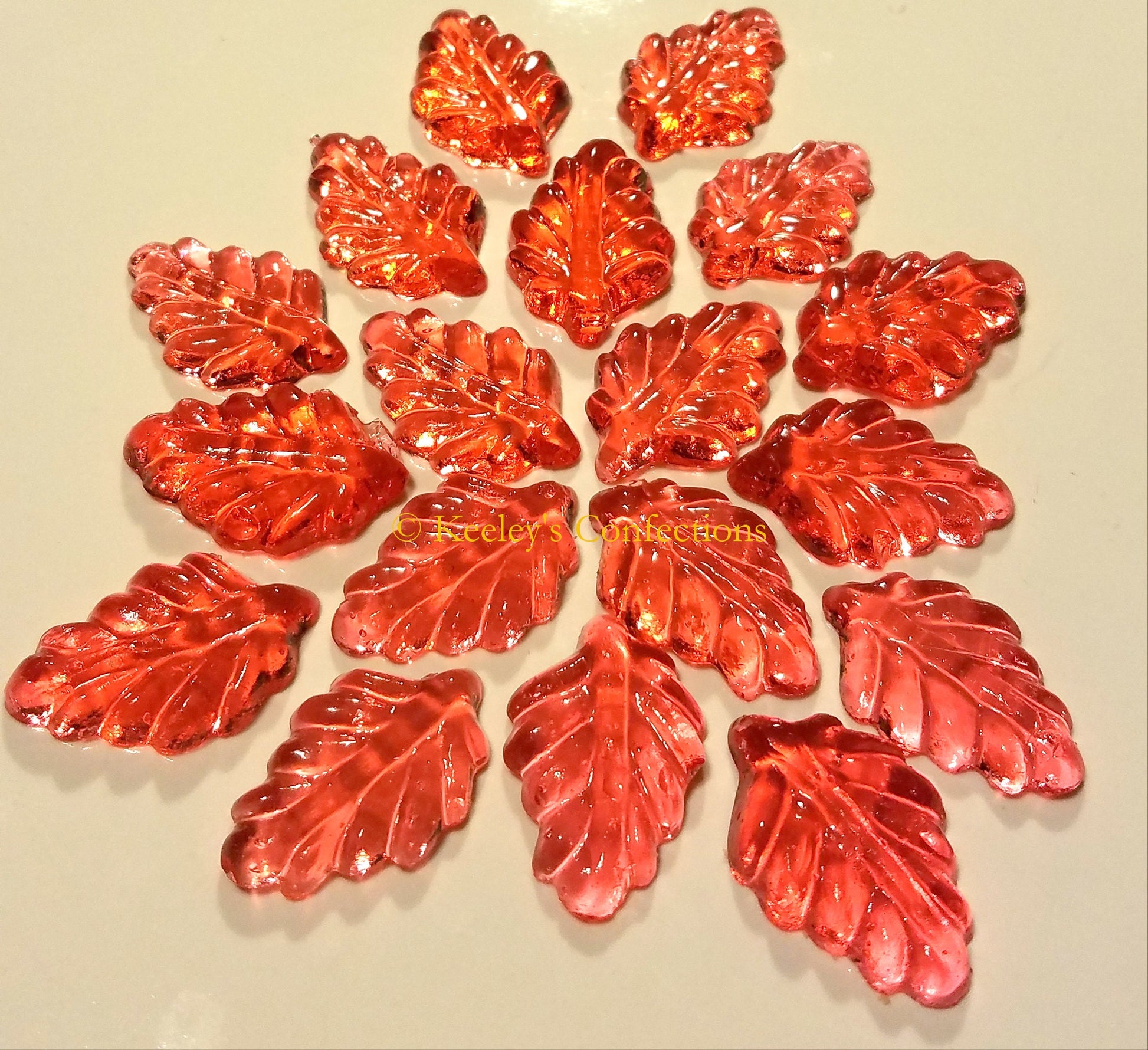 Cinnamon Leaves Bite Sized Clear Toy Candy Edible Hard Candy Cupcake Topper, Cake Decor, Party Favor - 48 Pieces
