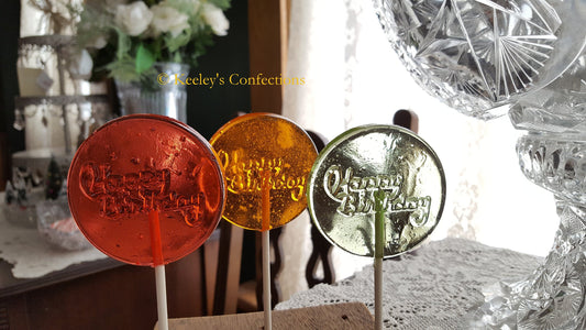 Happy Birthday Clear Toy Candy, Barley Lollipops