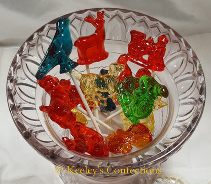 Vintage Clear Toy Candy, Barley Lollipops - 13 Count