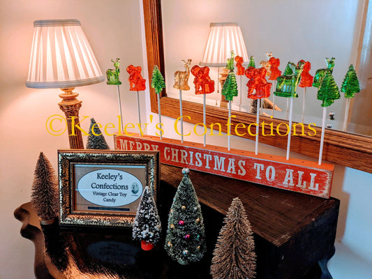 Vintage Clear Toy Candy, Barley Lollipops - 9 Count Old Fashioned Christmas Collection