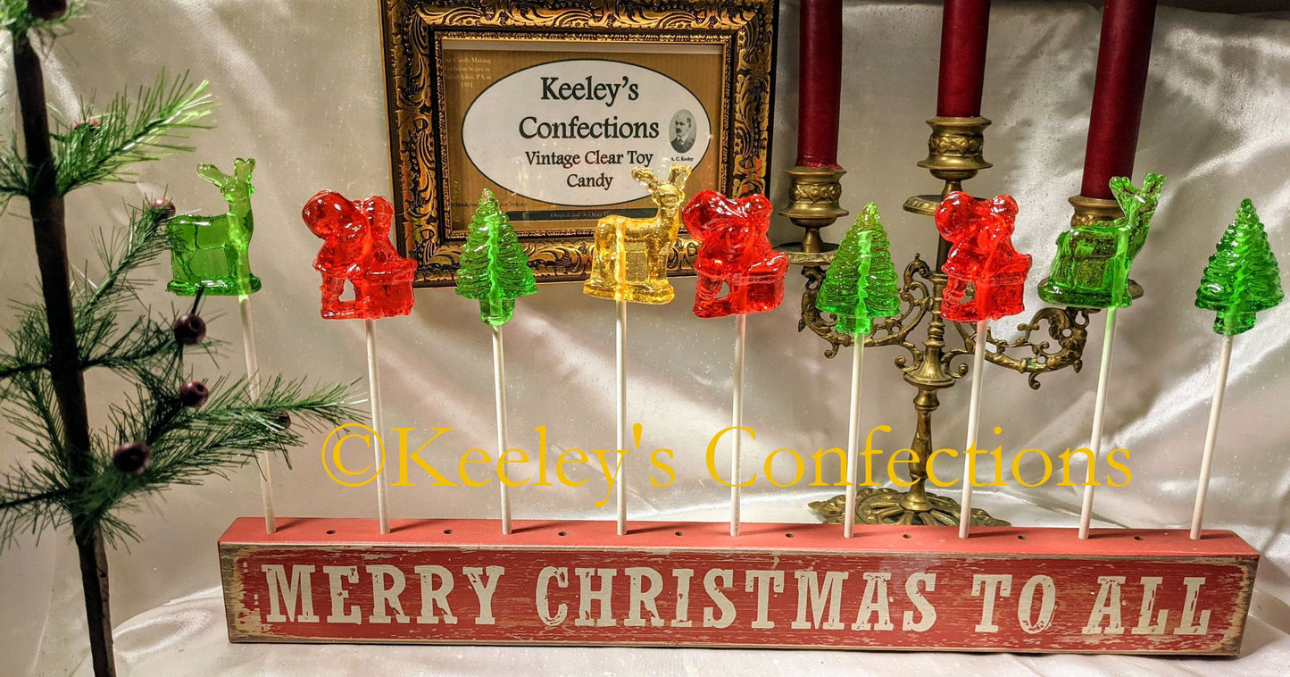 Vintage Clear Toy Candy, Barley Lollipops - 9 Count Old Fashioned Christmas Collection