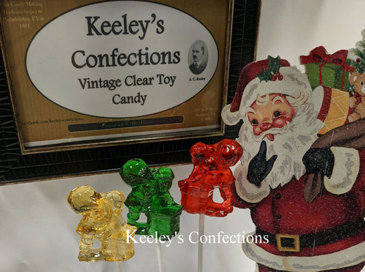 Vintage Clear Toy Candy, Barley Lollipops - 9 Count Yes, Virginia, there is a Santa Collection