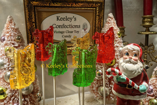Christmas Clear Toy Train Engine , Barley Lollipops Vintage 3 Dimensional Locomotive Train Engine Candy - 6 Count