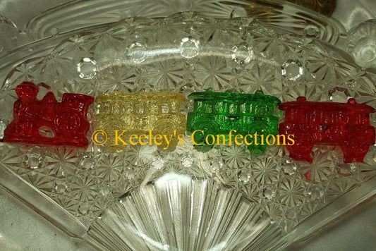 Christmas Clear Toy Chattanooga Train, Barley Lollipops Vintage 3 Dimensional Train Candy