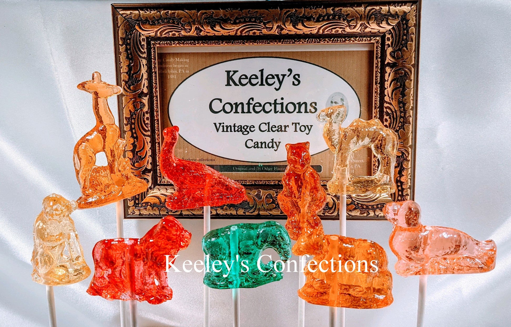 Vintage Clear Toy Candy, Barley Lollipops Eastlake Zoo Collection 3 Dimensional - 9 Count